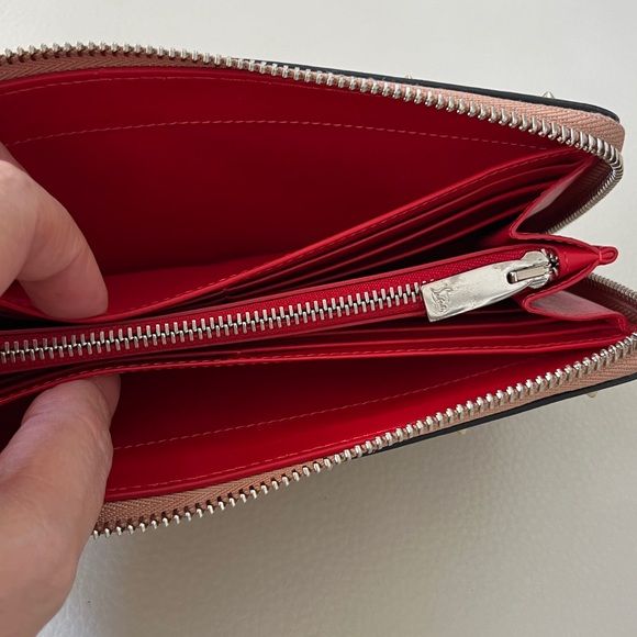 Christian Louboutin Blush Pink Studded Leather Zip-Around Wallet - Picture 4 of 10